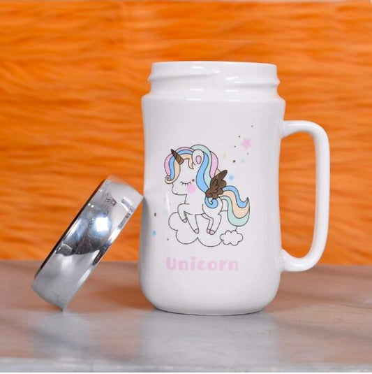 Unicorn Ceramic Coffee Mug Travel Mug With Mirror Lid 350ml