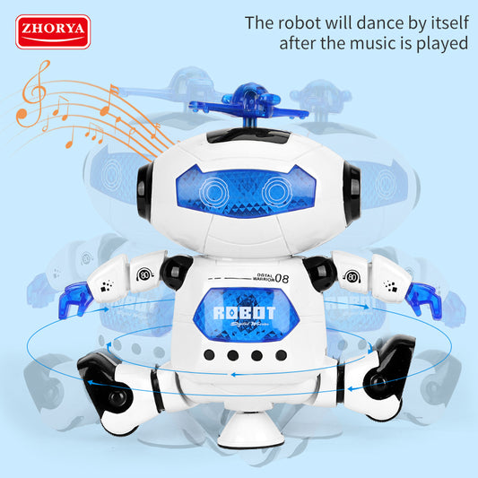 Multifunction intelligent 360 Rotating Dance Robot Toy with led lights flashing and music